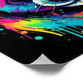 Kleurrijke Neon Panda beer digitale kunst print, Poster (Hoek)