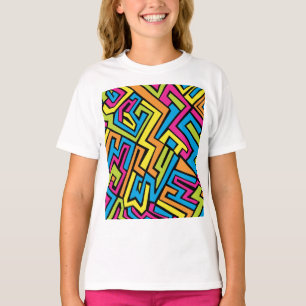 Kleurrijke Neon Street Art Patroon T-shirt