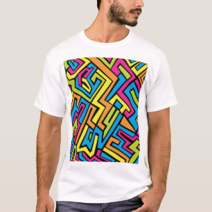 Kleurrijke Neon Street Art Patroon T-shirt