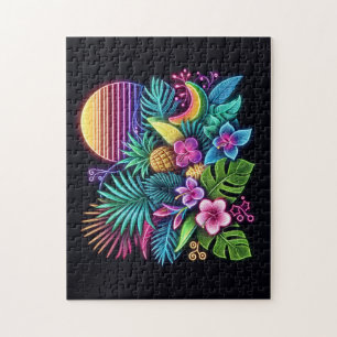 Kleurrijke neon tropisch/Hawaïaans Legpuzzel