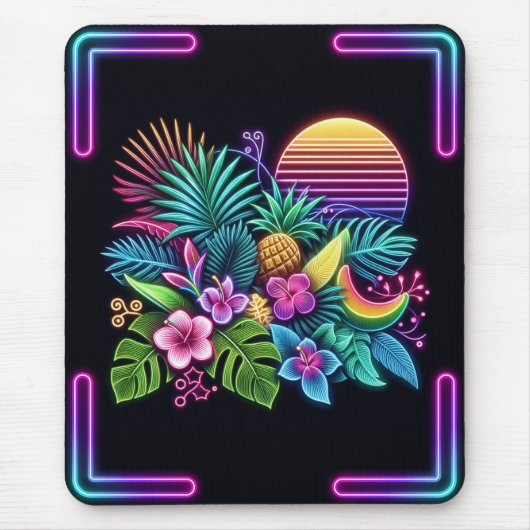 Kleurrijke neon tropisch/Hawaïaans Muismat (Voorkant)