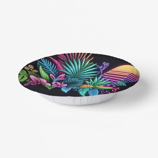 Kleurrijke neon tropisch/Hawaïaans Papieren Kommen (Gebogen)