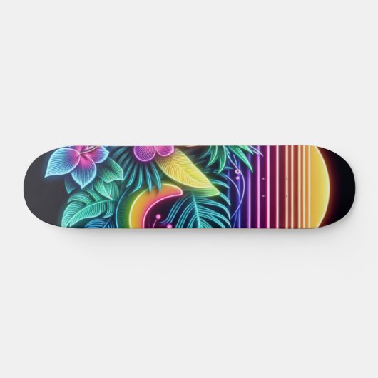 Kleurrijke neon tropisch/Hawaïaans Skateboard (Horizontaal)