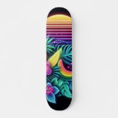 Kleurrijke neon tropisch/Hawaïaans Skateboard (Voorkant)