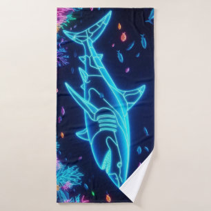 Kleurrijke neonhaai badhanddoek