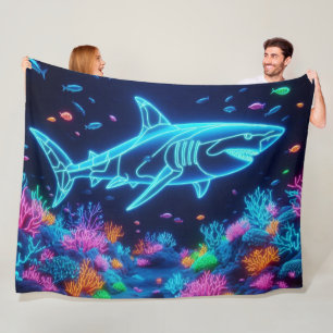Kleurrijke neonhaai fleece deken