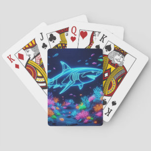 Kleurrijke neonhaai pokerkaarten