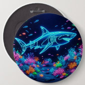 Kleurrijke neonhaai ronde button 6,0 cm (Voorkant /achterkant)
