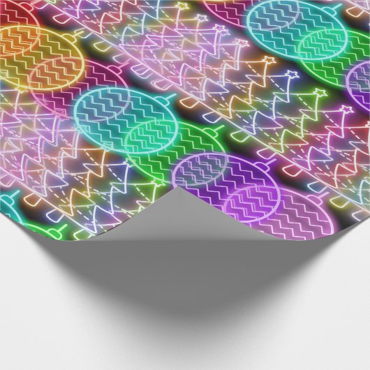 Kleurrijke neonkerstverlichting cadeaupapier (Hoek)