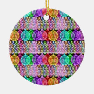 Kleurrijke neonkerstverlichting keramisch ornament