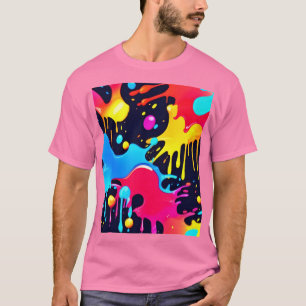Kleurrijke neonverfspat-terkunst t-shirt