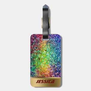 Kleurrijke Nep Glitter En Fonkelende Gouden Accent Bagagelabel