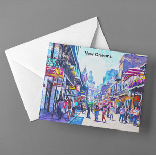 Kleurrijke New Orleans Louisiana Franse wijk Briefkaart