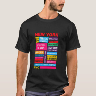 Kleurrijke New York beroemde bezienswaardigheden,  T-shirt