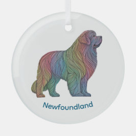 Kleurrijke Newfoundland Hondenprofiel Ronde Orname Glas Ornament