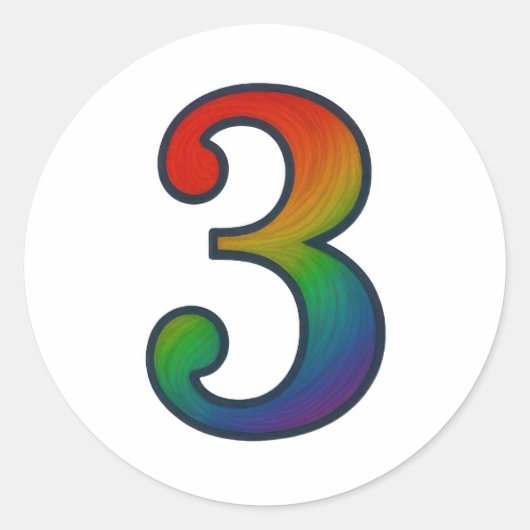Kleurrijke nummer drie Sticker (Voorkant)