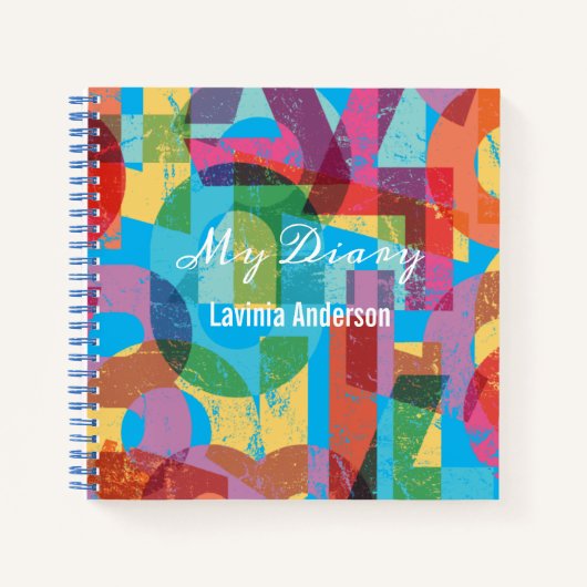 Kleurrijke nummers Dagboek met naam Notitieboek (Voorkant)