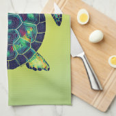 Kleurrijke Oceaan Zee Schildpad Levendige Mozaïek Theedoek (Quarter Fold)