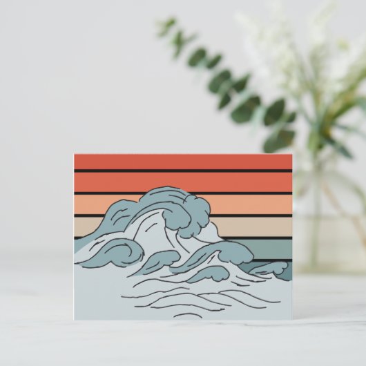 Kleurrijke oceaangolven esthetisch met strand was briefkaart (Staand voorkant)