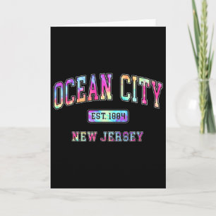Kleurrijke Ocean City Nj 1884 Tie Dye Strand Beach Kaart