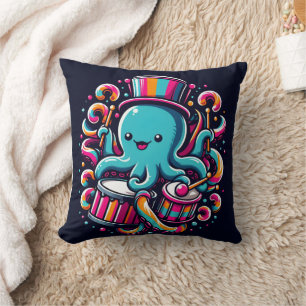 Kleurrijke octopus die drums speelt tijdens carnav kussen