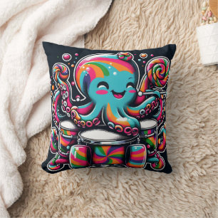 Kleurrijke octopus drummen met lolly's kussen