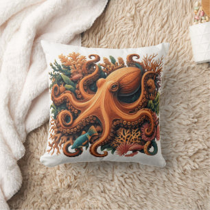 Kleurrijke octopus gecamoufleerd tussen koraalrif kussen