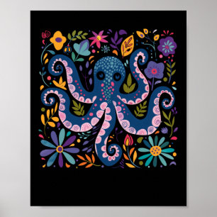 Kleurrijke Octopus Illustratie Omgeven Poster