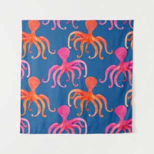 Kleurrijke octopus naadloos patroon wandkleed