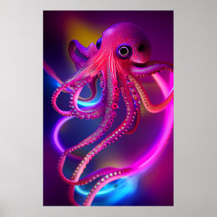 Kleurrijke Octopus Poster - Zee Monster Digitale K
