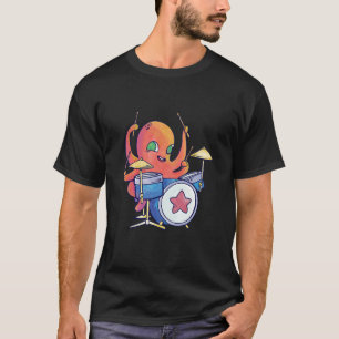 Kleurrijke Octopus Realistische Octopus die Drum L T-shirt