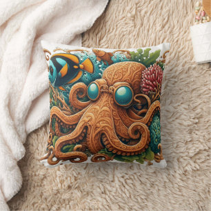 Kleurrijke Octopus Tussen Koraalrif En Vissen Kussen