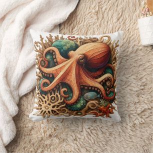 Kleurrijke Octopus Tussen Koraalrif Habitat Kussen