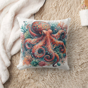Kleurrijke octopus tussen levendige koraalriffen kussen