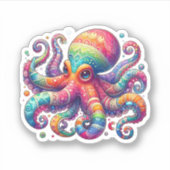 Kleurrijke Octopus Vinyl Sticker (Voorkant)