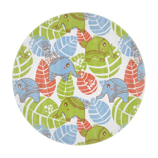 Kleurrijke Oerwoud Elephants Snijplank (Voorkant)