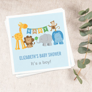 Kleurrijke Oerwouden Baby Boy Schuiven Blauw Servetten