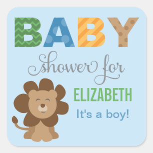Kleurrijke Oerwouden Dieren voor Baby Boy Blue Sho Vierkante Sticker