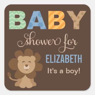 Kleurrijke Oerwouden Dieren voor Baby Boy Brown Sh Vierkante Sticker