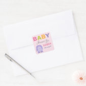 Kleurrijke Oerwouden Dieren voor Baby Meisje Roze Vierkante Sticker (Envelop)