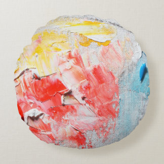 kleurrijke olieverf op canvasverf, penseel, lijn,  rond kussen