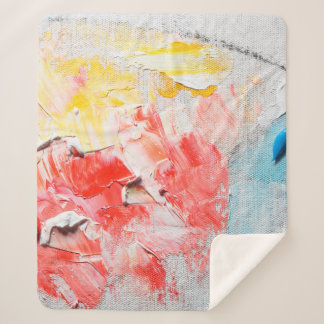 kleurrijke olieverf op canvasverf, penseel, lijn,  sherpa deken