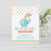 Kleurrijke olifant Baby shower uitnodiging (Staand voorkant)