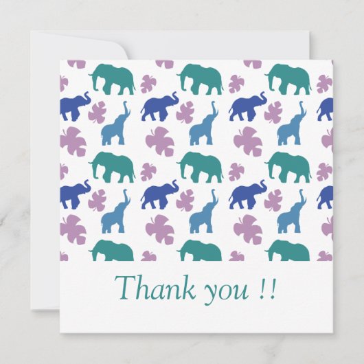Kleurrijke olifant bedankkaart - kaart (Voorkant)