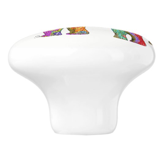 Kleurrijke Olifant Deurknop - Keramisch Keramische Knop (Zijkant)