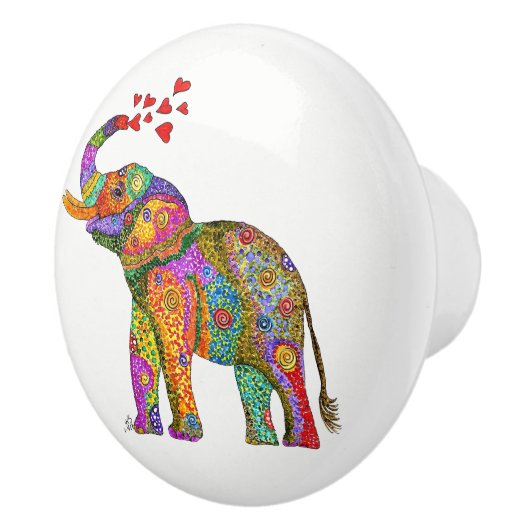 Kleurrijke Olifant Deurknop - Keramisch Keramische Knop (Rechts)