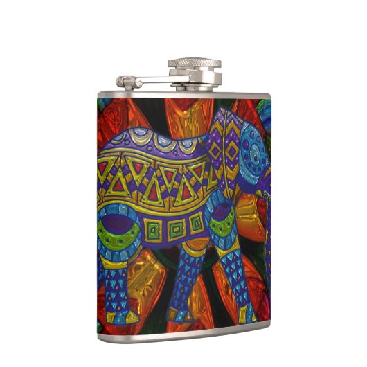 Kleurrijke  olifant en Mandala Heupfles (Rechts)