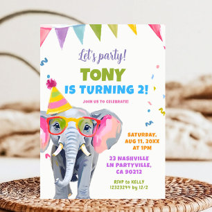 Kleurrijke Olifant Feestje Kinderverjaardag Kaart