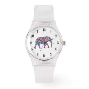Kleurrijke olifant horloge