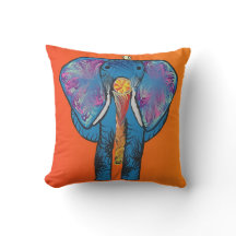 Kleurrijke olifant met rood/Oranje op Pillow